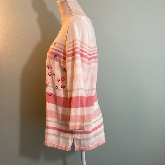 Talbots NWT
LP Cream / Pink Sweater w purple & teal flowers - Picture 6 of 8